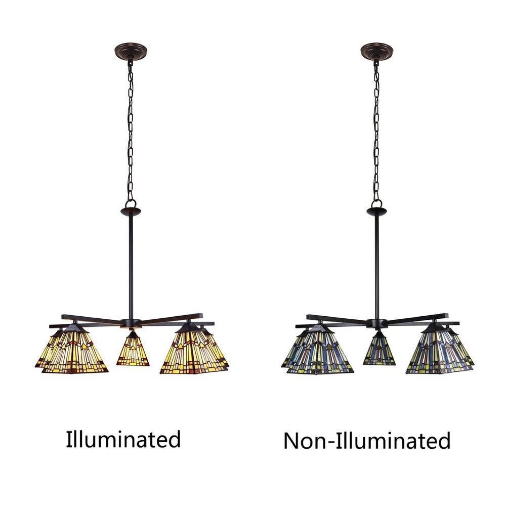 CHLOE Lighting KINSEY Mission Tiffany-style Blackish Bronze 5 Light Large Chandelier 30’’ Wide CHL-CH33293MS30-EE5