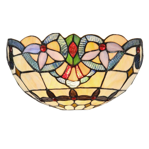 Hand Crafted Tiffany Style Glass Wall Sconce, Multicolor