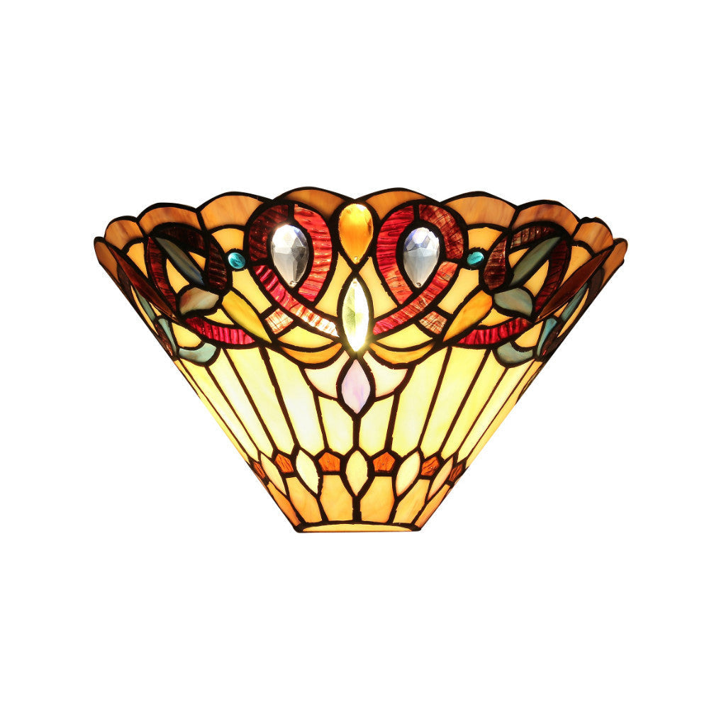 Victorian Style Wall sconce with Gem Design Cabochons , Black