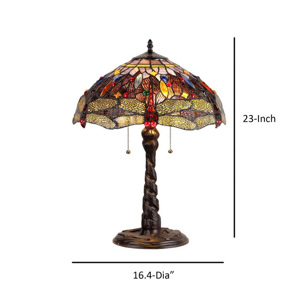 CHLOE Lighting DRAGAN Tiffany-style 2 Light Dragonfly Table Lamp 16’’ Shade CHL-CH33341DY16-TL2