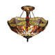 DRAGAN Tiffany-style 2 Light Dragonfly Semi-flush Ceiling Fixture 16" Shade