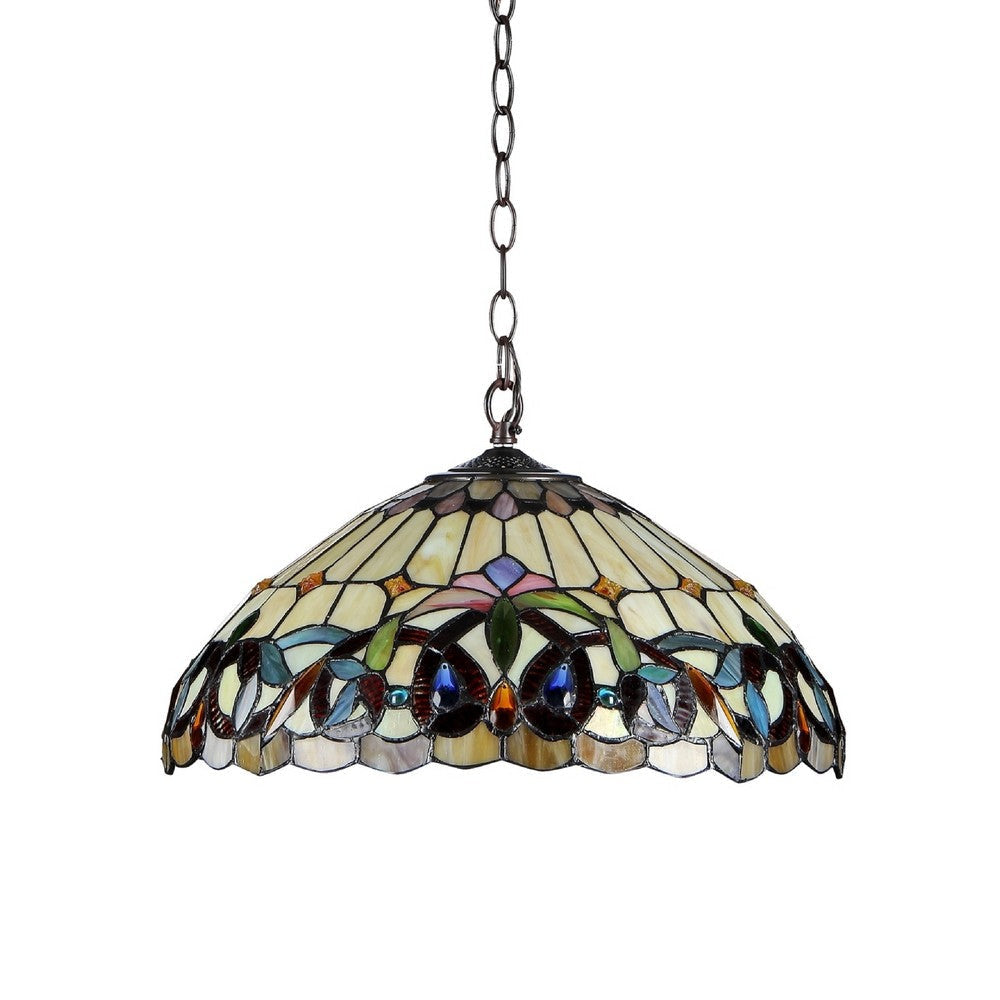 CHLOE Lighting SERENITY Victorian Tiffany-style Dark Bronze 2 Light Pendant 16’’ Wide CHL-CH33353VR16-DH2