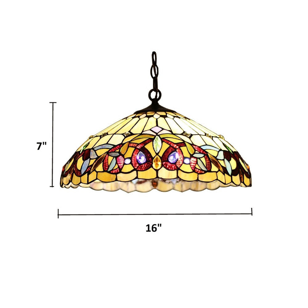 CHLOE Lighting SERENITY Victorian Tiffany-style Dark Bronze 2 Light Pendant 16’’ Wide CHL-CH33353VR16-DH2