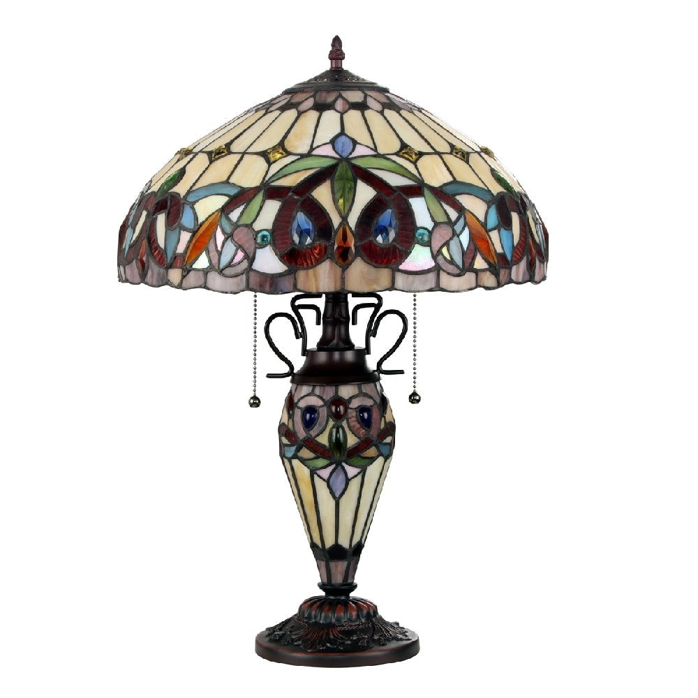 CHLOE Lighting SERENITY Tiffany-style Dark Bronze 3 Light Double Lit Table Lamp 16’’ Shade CHL-CH33353VR16-DT3