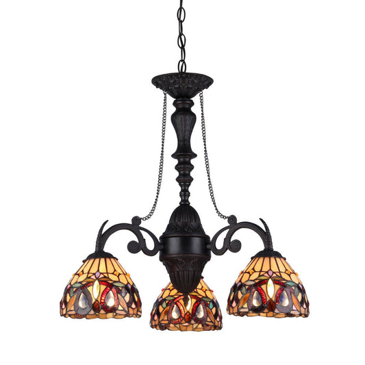 Victorian Style Mini Chandelier with Three Lights, Multicolor