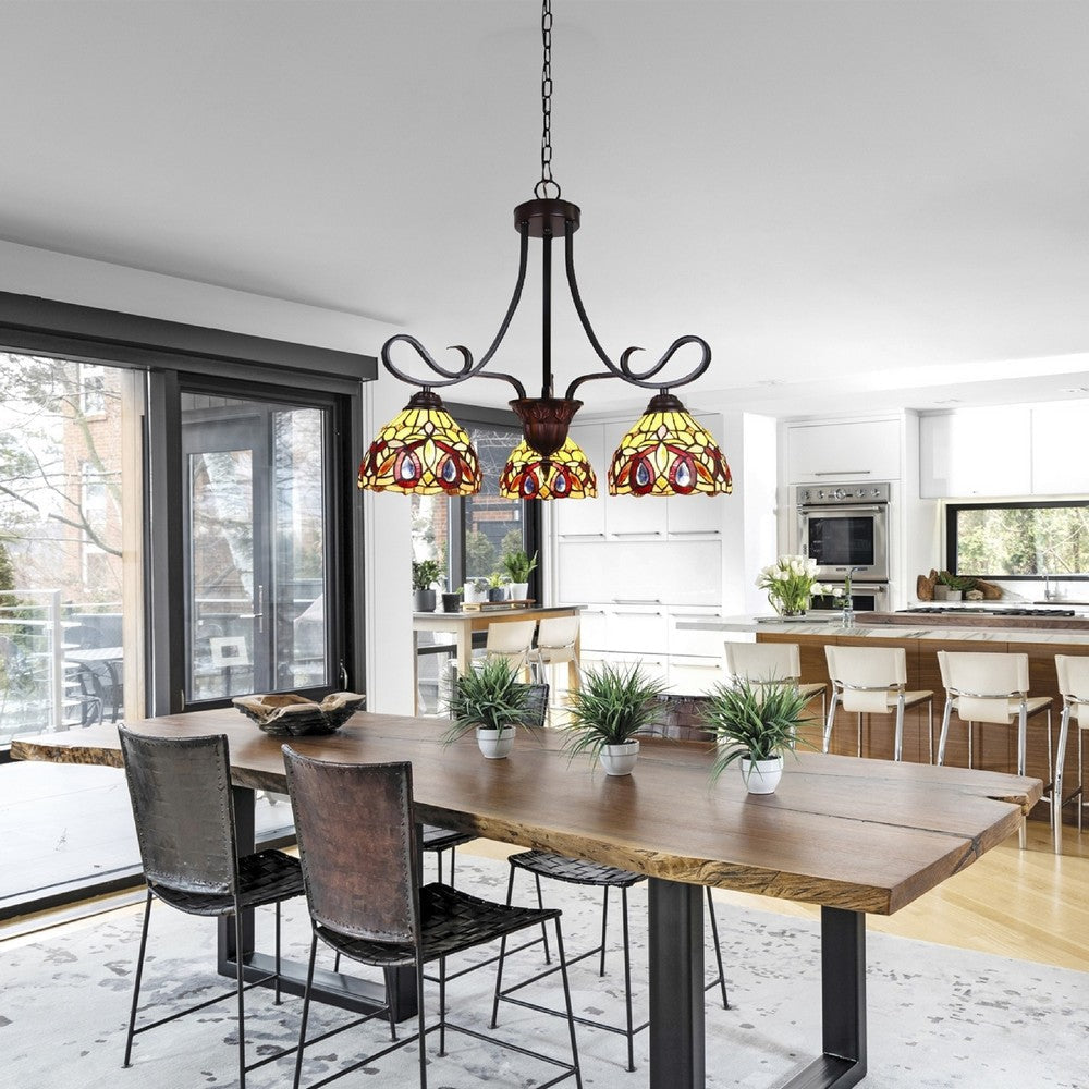CHLOE Lighting SERENITY Victorian Tiffany-Style Dark Bronze 3 Light Mini Chandelier 25’’ Wide CHL-CH33353VR25-DD3