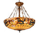 Metal 4 Light Inverted Ceiling Pendant with Tiffany Glass Shade Multicolor CHL-CH33353VR28-UP4