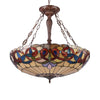 Metal 4 Light Inverted Ceiling Pendant with Tiffany Glass Shade Multicolor CHL-CH33353VR28-UP4