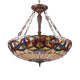 Metal 4 Light Inverted Ceiling Pendant with Tiffany Glass Shade Multicolor CHL-CH33353VR28-UP4