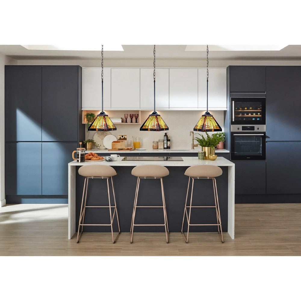 CHLOE Lighting INNES Mission Tiffany-Style Blackish Bronze 1 Light Mini Pendant 8’’ Wide CHL-CH33359MR08-DP1