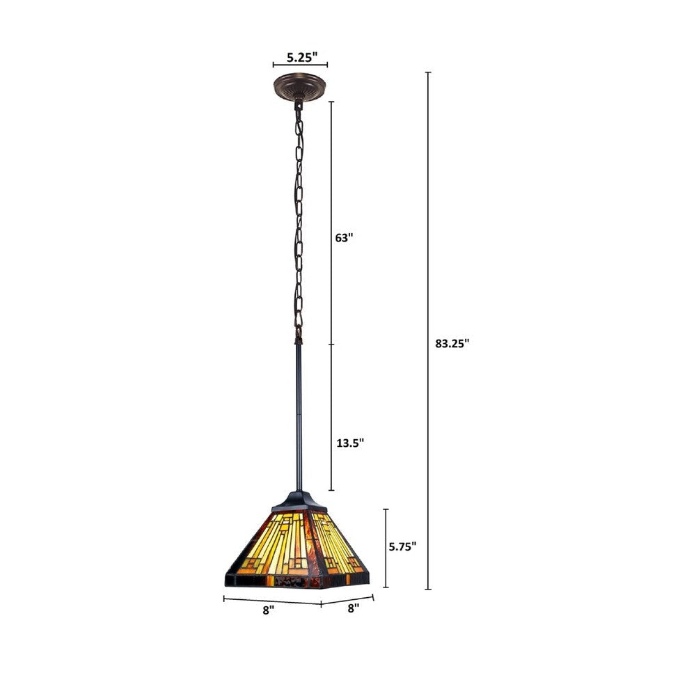 CHLOE Lighting INNES Mission Tiffany-Style Blackish Bronze 1 Light Mini Pendant 8’’ Wide CHL-CH33359MR08-DP1