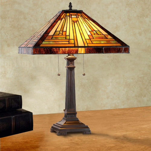 CHLOE Lighting INNES Tiffany-style 2 Light Mission Table Lamp 16" Shade