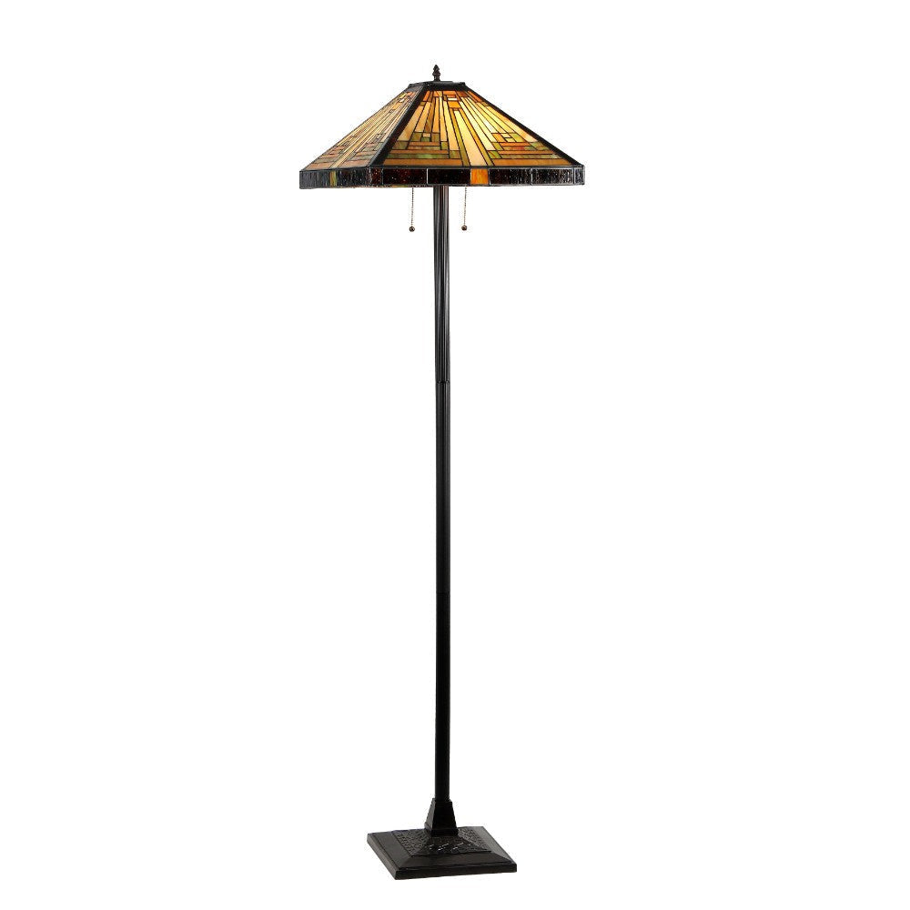 CHLOE Lighting INNES Tiffany-style 2 Light Mission Floor Lamp 18" Shade