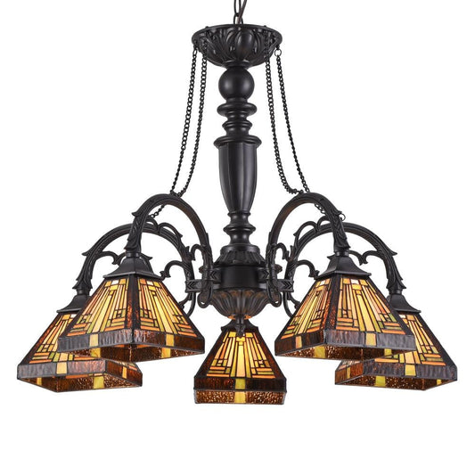 CHLOE Lighting INNES Tiffany-style 5 Light Mission Large Chandelier 27" Wide