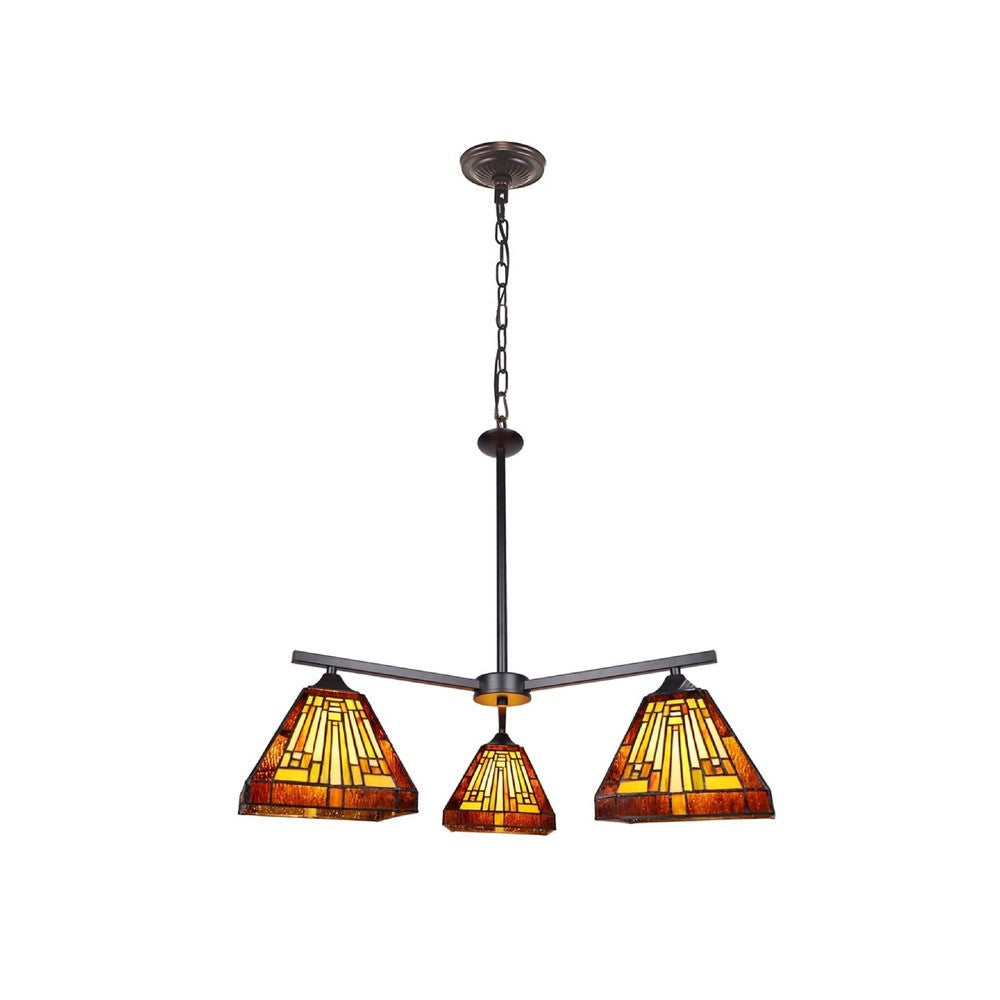 CHLOE Lighting INNES Mission Tiffany-Style Blackish Bronze 3 Light Mini Chandelier 27’’ Wide CHL-CH33359MR27-EE3