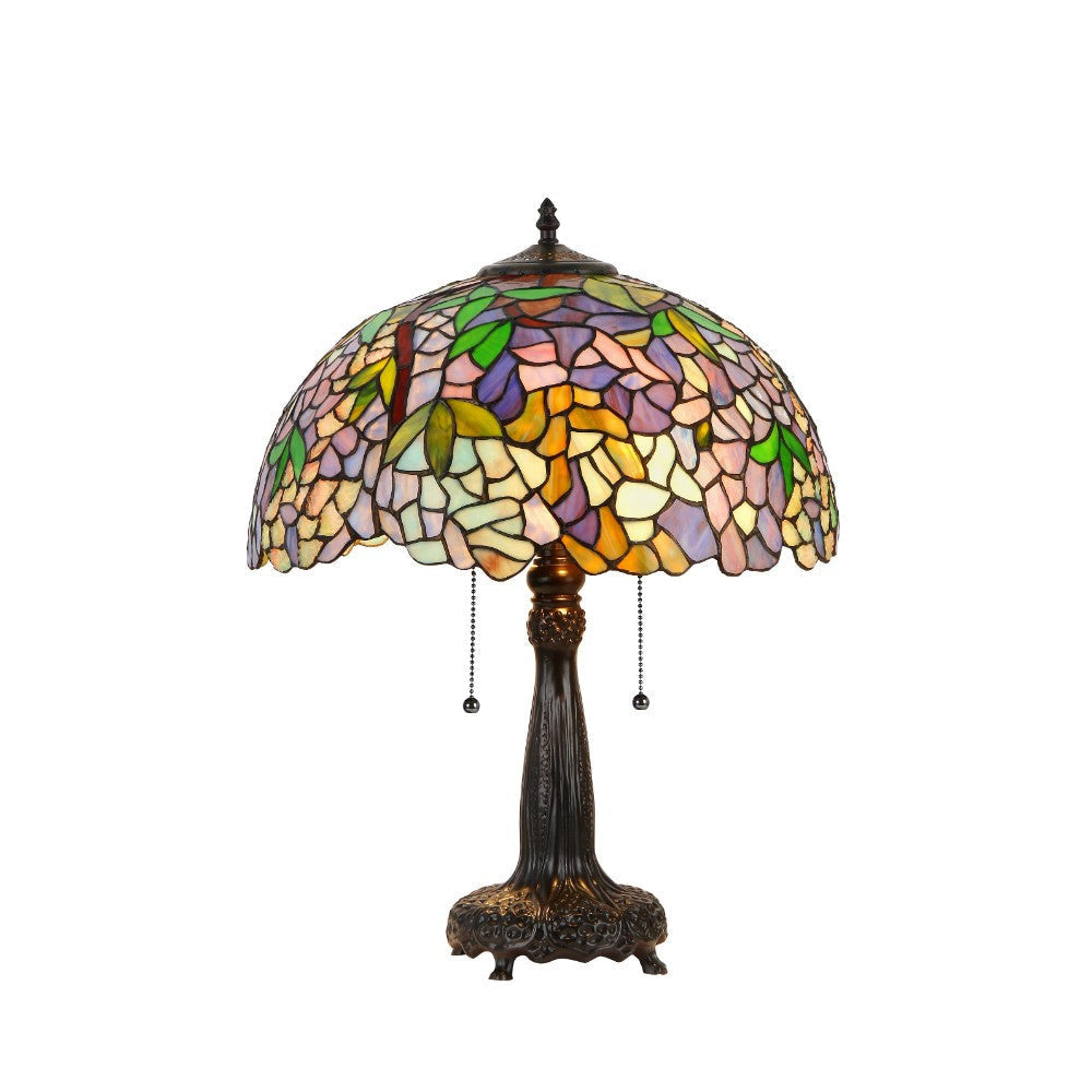 CHLOE Lighting PHOEBE Tiffany-style 2 Light Wisteria Table Lamp 16" Shade