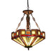 Tiffany Ceiling Fixture with Geometric Inverted Glass Shade, Multicolor