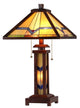 ALEXANDER Tiffany-style 3 Light Mission Double Lit Wooden Table Lamp 15" Shade