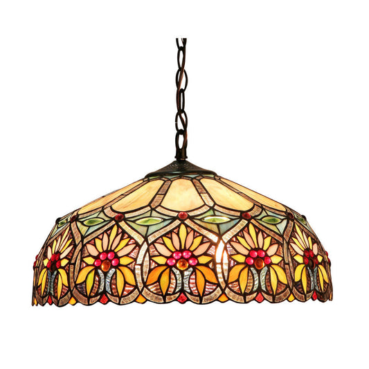 CHLOE Lighting SUNNY Tiffany-style 2 Light Floral Ceiling Pendant Fixture 18" Shade
