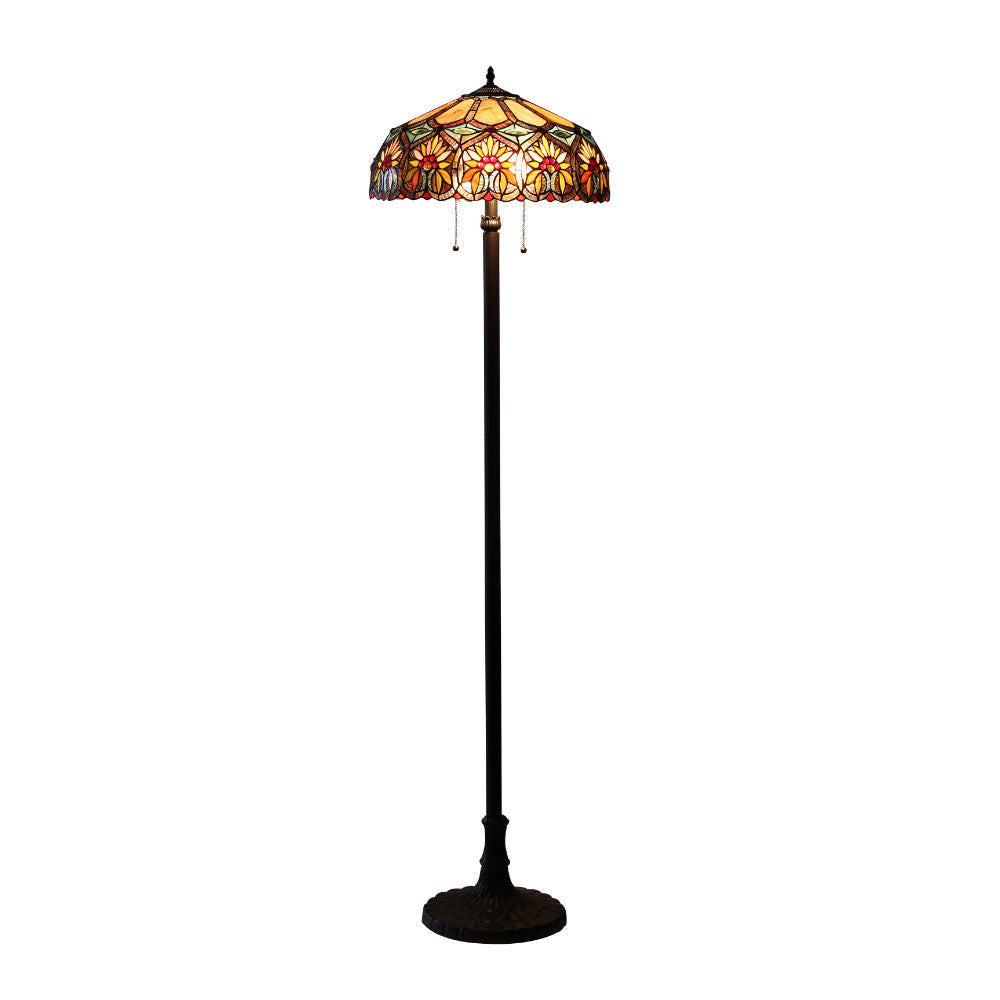 CHLOE Lighting SUNNY Tiffany-style 2 Light Floral Floor Lamp 18" Shade