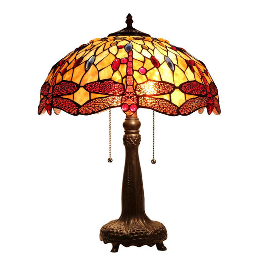 Lighting EMPRESS Tiffany-style Dragonfly 2 Light Table Lamp 18" Shade