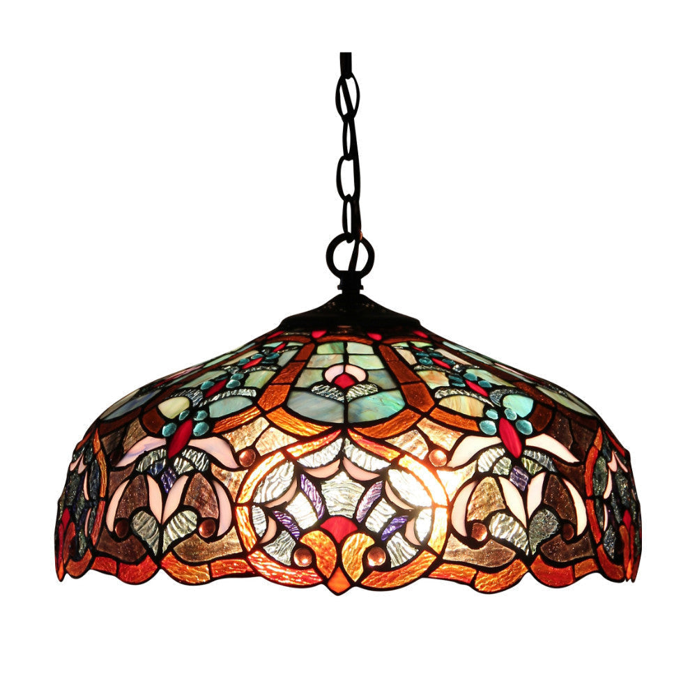Two Light Ceiling Pendant with Gem Design Cabochons , Dark Bronze