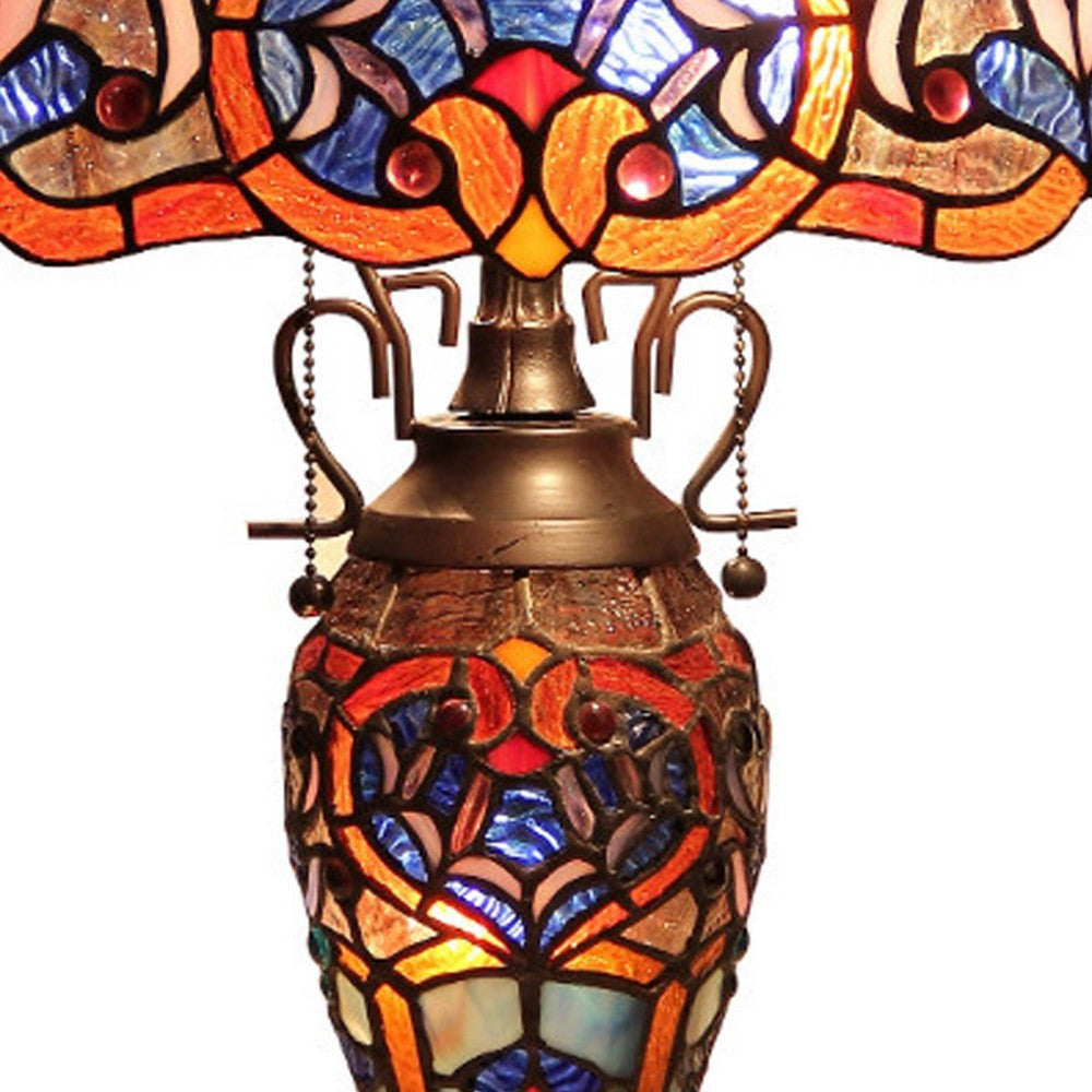 Victorian Design Glass Table Lamp with Trophy Style Base Multicolor CHL-CH33473BV18-DT3