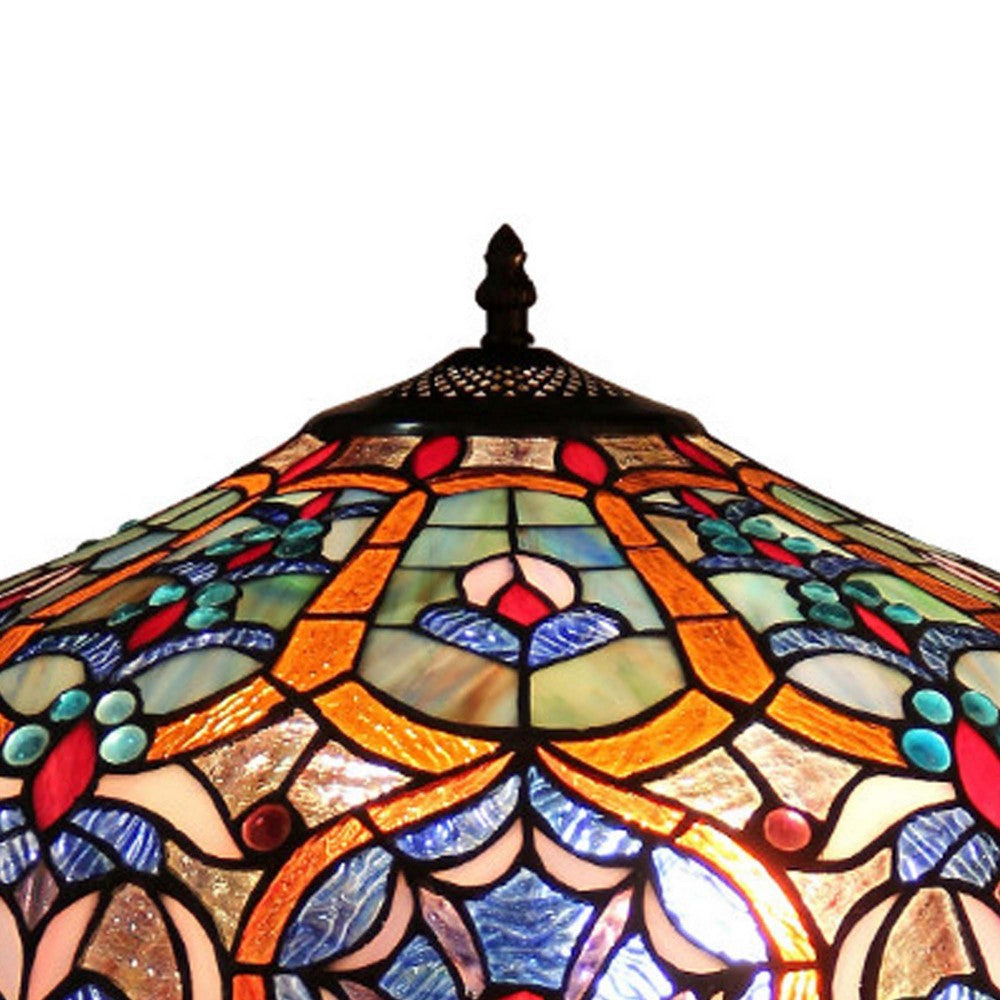Victorian Design Glass Table Lamp with Trophy Style Base Multicolor CHL-CH33473BV18-DT3
