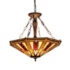 Geometric Ceiling Fixture with Tiffany Inverted Glass Shade, Multicolor