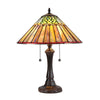 200 Watt Dual Bulb Tiffany Style Table Lamp with Glass Shade, Bronze