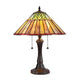 200 Watt Dual Bulb Tiffany Style Table Lamp with Glass Shade, Bronze
