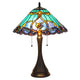 2 Light Tiffany Aluminum Bell Shape Table Lamp, Multicolor