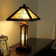 ZELLA Tiffany-style Mission 3 Light Double Lit Wooden Table Lamp 15" Shade