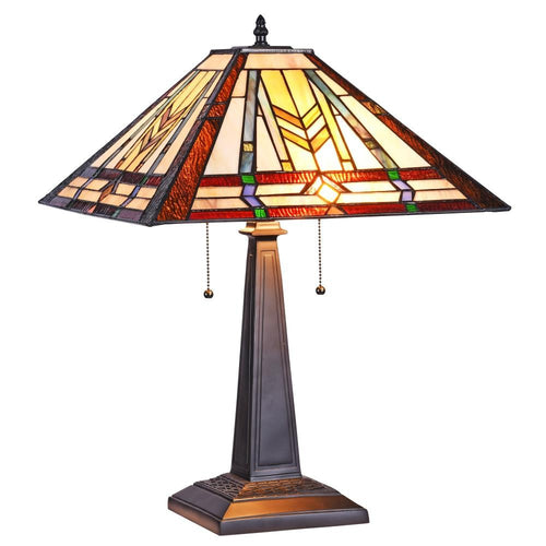 CHLOE Lighting TARBEN Tiffany-style Victorian 2 Light Table Lamp 16" Wide