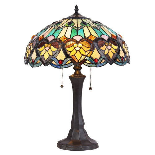 2 Light Tiffany Aluminum Dome Shape Table Lamp, Multicolor