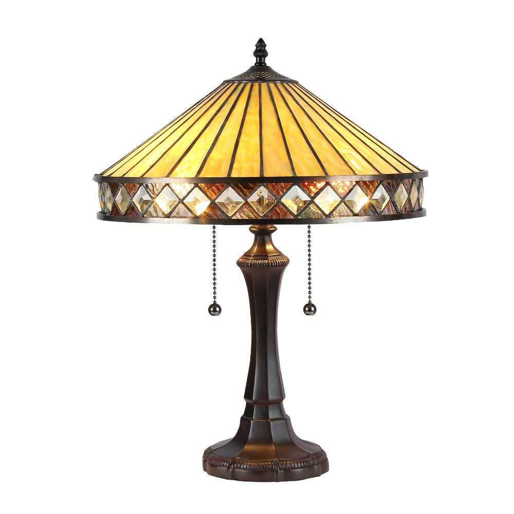 200 Watt Dual Bulb Tiffany Style Table Lamp, Bronze