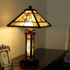 GARETH Tiffany-style Mission 3 Light Double Lit Wooden Table Lamp 15" Shade