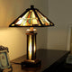 PERCIVAL Tiffany-style Mission 3 Light Double Lit Wooden Table Lamp 15" Shade