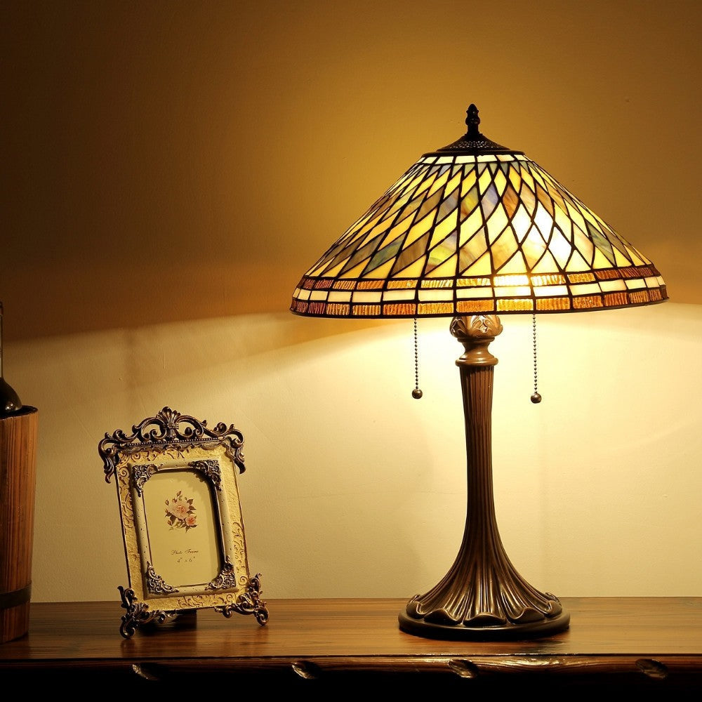 PERCY Tiffany-style 2 Light Mission Table Lamp 16" Shade