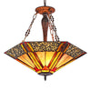 Metal Ceiling Pendant with 24" Tiffany Style Glass Shade, Multicolor