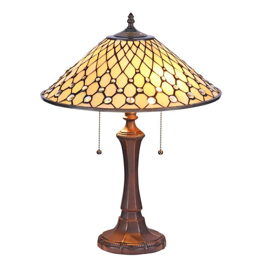 CHLOE Lighting FANNY Tiffany-style Victorian 2 Light Table Lamp 16" Wide