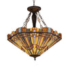 Tiffany Style Inverted Glass Shade Ceiling Fixture, Multicolor