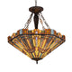 Tiffany Style Inverted Glass Shade Ceiling Fixture, Multicolor