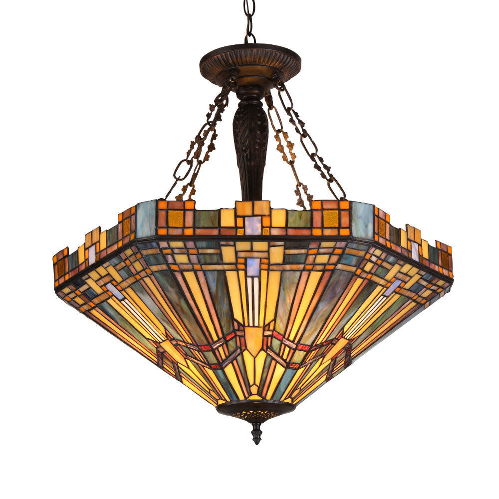 Tiffany Style Inverted Glass Shade Ceiling Fixture Multicolor CHL-CH36432MS24-UH3
