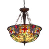 3 Light Tiffany Inverted Ceiling Pendant Fixture, Multicolor