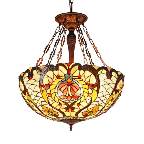 CHLOE Lighting PAULINE Tiffany-style 4 Light Inverted Ceiling Pendant 24" Shade