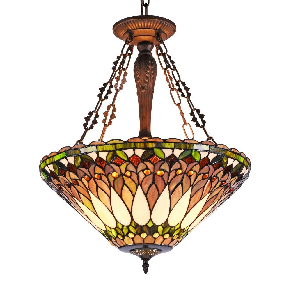 CHLOE Lighting WALDEN Tiffany-style 3 Light Inverted Ceiling Pendant 20" Shade