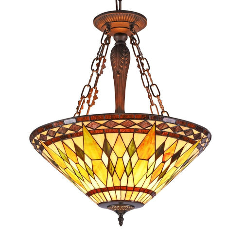 CHLOE Lighting AIKEN Tiffany-style 3 Light Inverted Ceiling Pendant 20" Shade