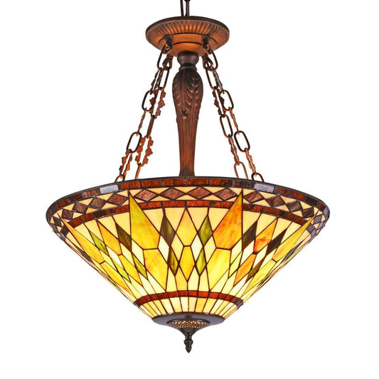 CHLOE Lighting AIKEN Tiffany-style 3 Light Inverted Ceiling Pendant 20" Shade