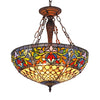 Metal Inverted Ceiling Pendant with Tiffany Style Glass Shade, Multicolor